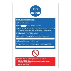 Image of Stewart Superior M011PVC Self Adhesive Rigid PVC Sign 210x297mm Fire Action