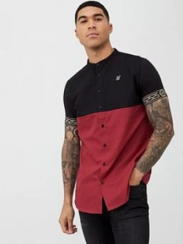 Image of SikSilk Cut & Sew Cartel Short Sleeve Shirt - Black/Red
