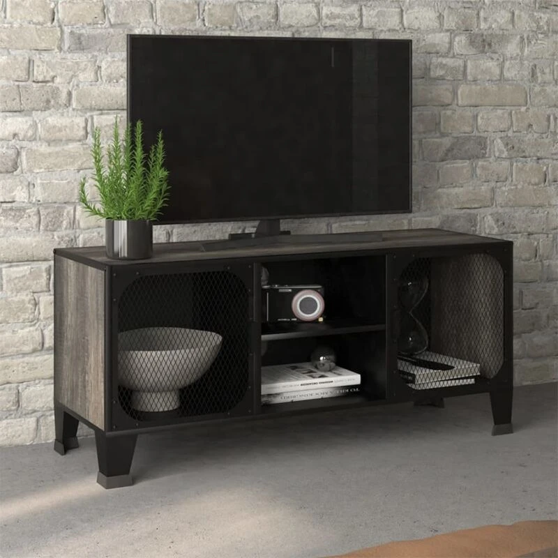 Image of vidaXL TV Cabinet Grey 105x36x47cm Metal and Mdf, Grey 335910