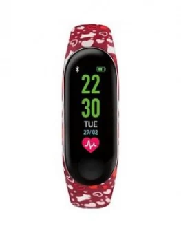 Image of Radley Activity Tracker With Dark Red Dog Print Silicone Strap Ladies Watch