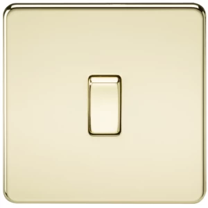 Image of KnightsBridge 10A 1G 230V Screwless Polished Brass Intermediate Switch Wall Plate