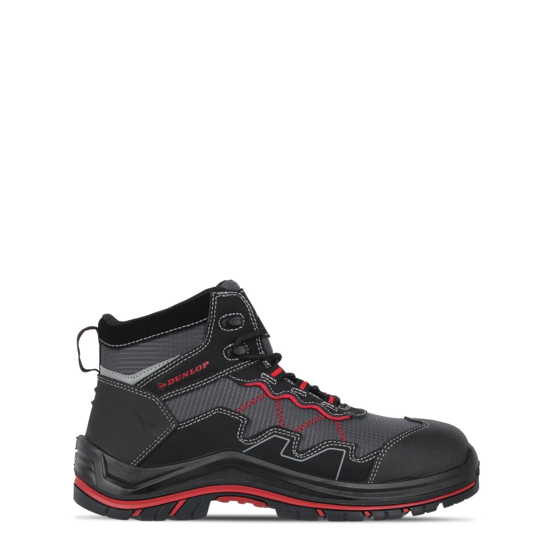 Image of Dunlop Virginia Steel Toe Cap Boots Mens Black/Red male 7 (41)