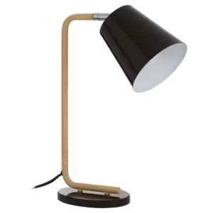 Image of Premier Housewares Bruin Table Lamp in Wood/Metal - Black