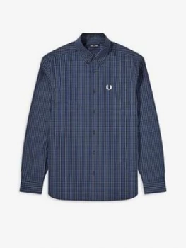Image of Fred Perry Four Colour Gingham Shirt, Blue, Size 2XL, Men