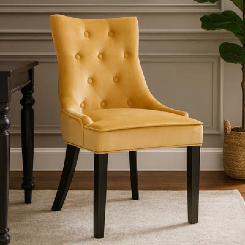Image of Premier Housewares Interiors by Premier Daxton Velvet Dining Chair Gold