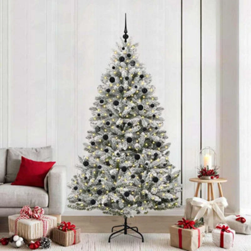 Image of Vidaxl Artificial Christmas Tree Green And White 210 Cm Pvc And Metal