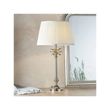 Image of Endon Lighting Leaf & Freya - Table Lamp Polished Nickel Plate & Vintage White Silk 1 Light IP20 - E27