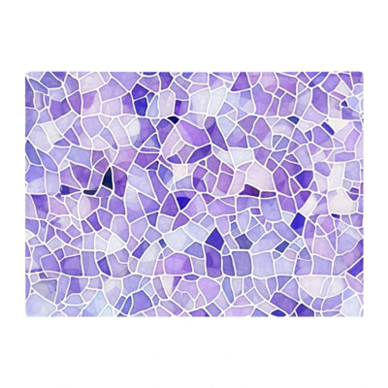 Image of Warren Reed Designer Purple And White Mosaic Design Glass Chopping Board