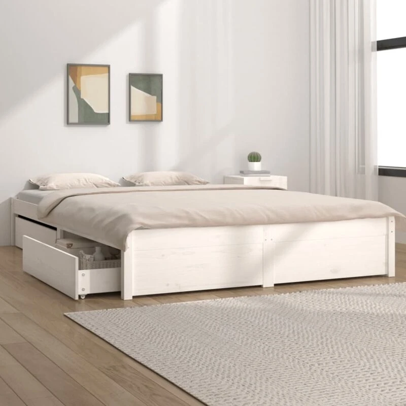 Image of VIDAXL 3103514 Bed Frame without Mattress with Drawers White 140x200cm (814950+815000) vidaXL 8720287012108