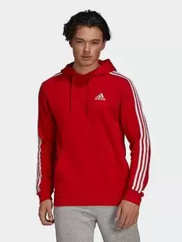 Image of adidas Essentials Fleece 3-stripes Hoodie, Red Size XS Men