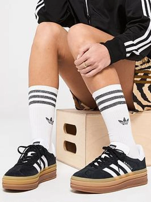 Image of adidas Originals Gazelle Bold Trainers Black/White/Gum female 8 (42)