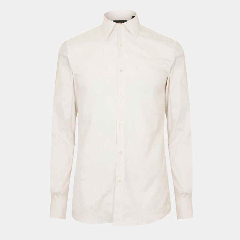 Image of Boss Mens Plain Long-Sleeve Shirt Beige male 14.5 inch