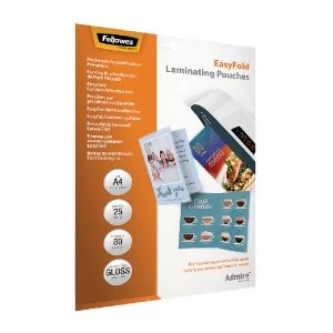 Image of Fellowes Admire EasyFold A4 Laminating Pouches 160 Micron Pack of 25