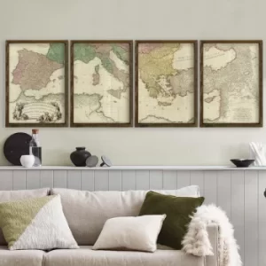 Image of Map086 Multicolor Decorative Framed MDF Painting