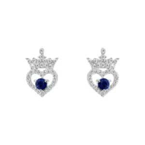 Image of Disney Princess Sterling Silver Birthstone Crown Earrings ? September E906315RSEPL