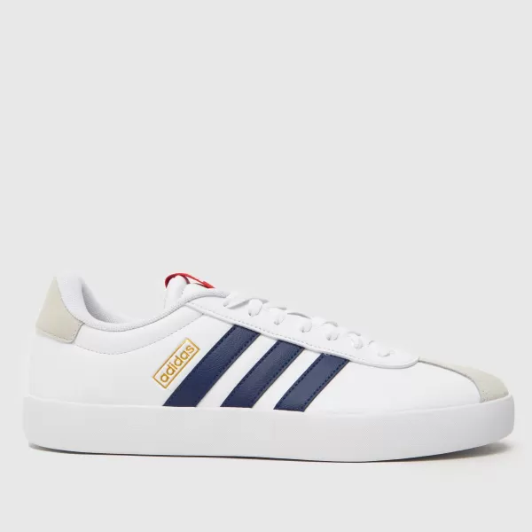 Image of adidas vl court3.0 trainers in white & navy