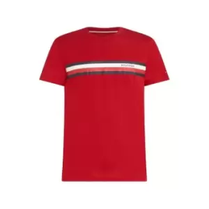 Image of Tommy Hilfiger Rwb Monotype Chest Stripe Tee - Red