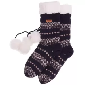 Image of Barbour Womens Fairisle Lounge Socks Rosewood One Size