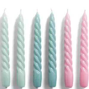Image of HAY Candle Twist Set of 6 - Blue/Teal/Pink