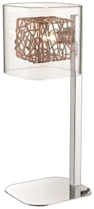 Image of Spring Table Lamp Mesh Chrome, Copper and Glass, G9
