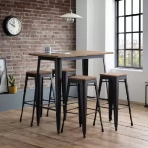 Image of Grafton Set of 4 Backless Bar Stools Mocha Elm Brown