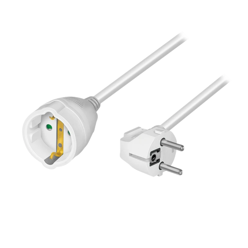 Image of LogiLink Power cord extension. CEE 7/7 (90 ) to CEE 7/3. white. 5 m
