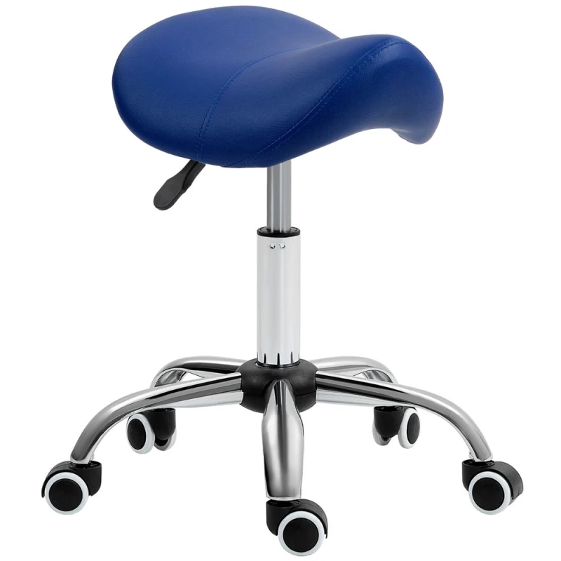 Image of HOMCOM PU Leather Saddle Stool w/ Moulded Padded Seat Adjustable Height Pink - Blue TJ Hughes 5056725546700