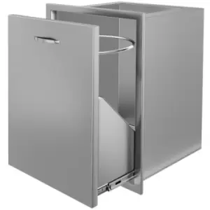 Image of Stainless Steel Trash Drawer With Trash Bag Ring & Square Cut-Out Lower Sliding Rails Waterproof