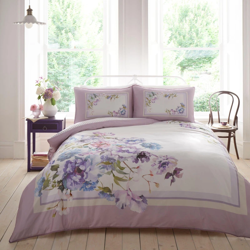 Image of Appletree 'Arley' 200 Thread Count Pure Cotton Duvet Cover Set Mauve