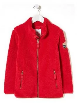 Image of Fatface Boys Zip Through Badged Fleece - Red