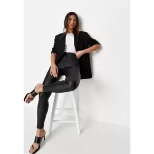 Image of Missguided Vice High Waisted Coated Skinny Jeans - Black