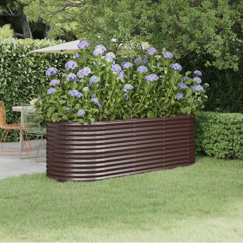 Image of vidaXL Garden Raised Bed Powder-coated Steel 224x80x68cm Brown, Brown 318955