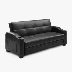 Image of Nebraska Faux Leather Sofa Bed With Constrast Stitching and Cupholders