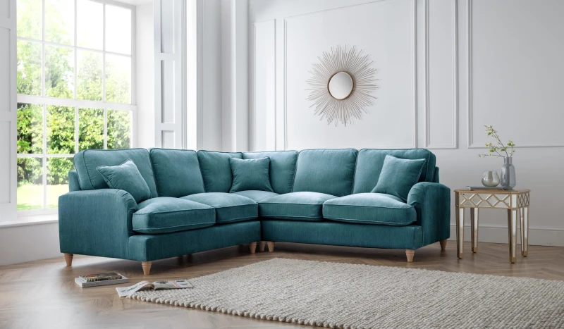 Image of The Great Sofa Company Orla 2 Corner 2 Manhattan Ice (no cutout) in Emerald Emerald Unisex