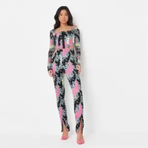 Image of Missguided Stretch Poplin Split Front Trouser - Multi