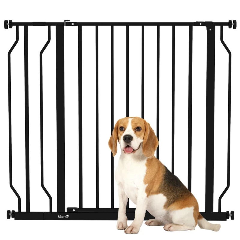 Image of PawHut Dog Gate Wide Stair Gate, 75-95W cm, Black D06-109V00BK