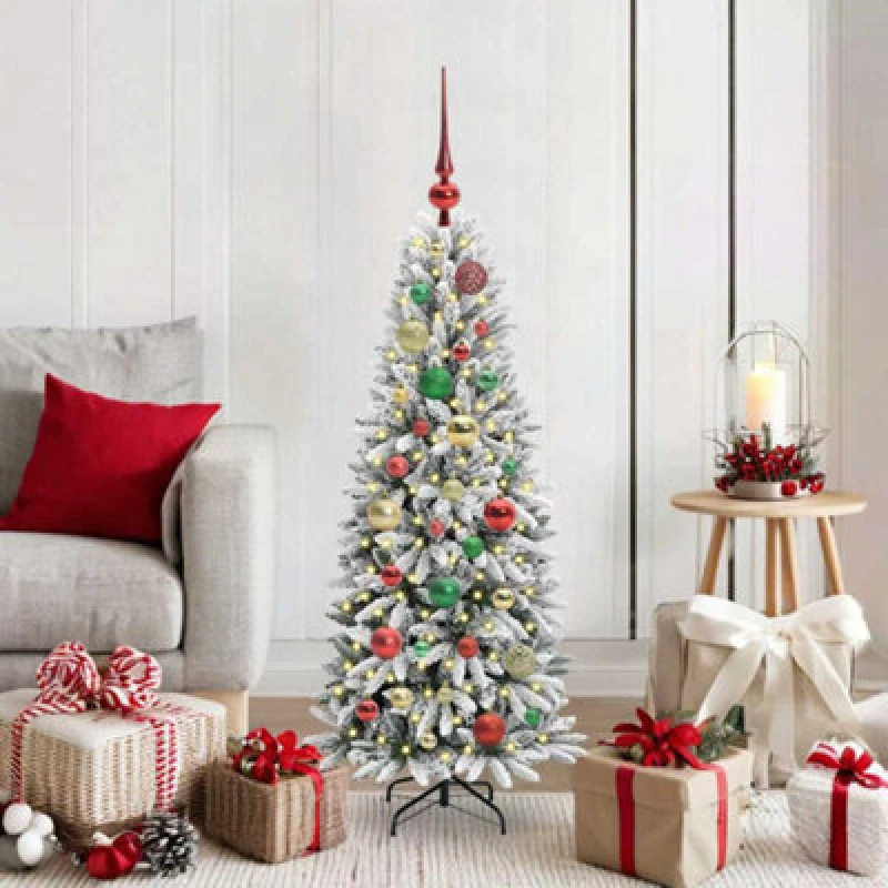 Image of vidaXL Artificial Christmas Tree with 150 LEDs, Multicolour Balls White 53 x 53 x 120 cm, White 3396029