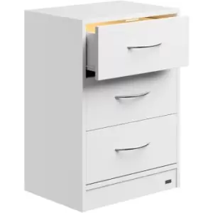 Image of Casaria Bedside Table With 3 Drawers 54x39x28cm Cable Routing Wall Mounting Box Spring Bed Bedroom Nightstand Weiß LED (de)