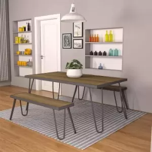 Image of Paulette Table and Bench Set, Charcoal Grey