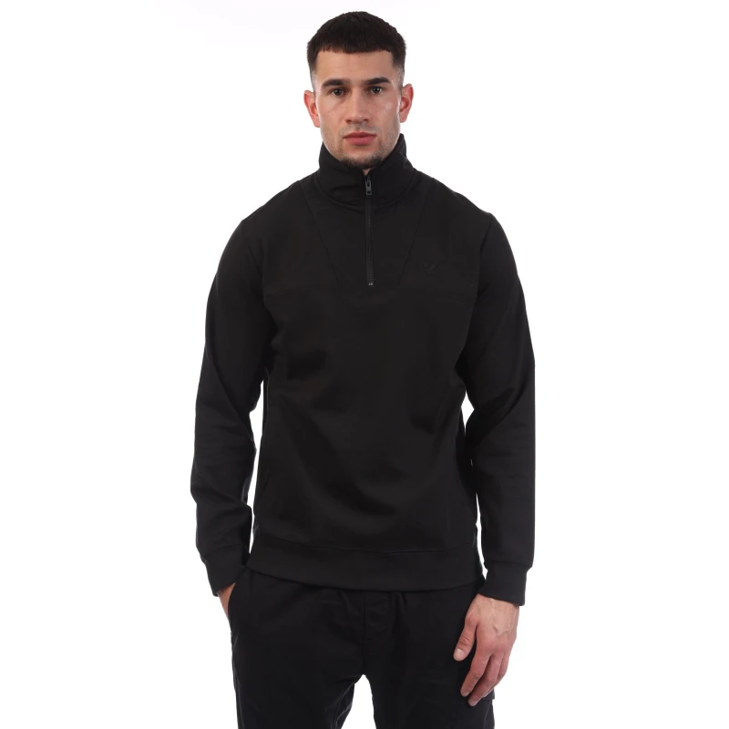 Image of Lyle and Scott Panelled Hybrid Quarter Zip Black male S