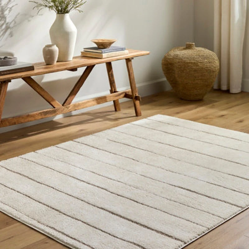 Image of Livabliss Our Pnw Home-Cascade Ivory Brown Modern High Pile Living Dining Rug in Light Brown Size: 200cm x 275cm Light Brown Unisex 200cm x 275 c