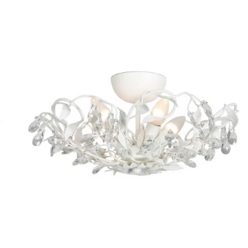 Image of Linea Verdace Langelo 4 Light Glass & Crystal Ceiling Light White Frosted