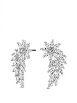 Image of Jon Richard Cubic Zirconia Flower Navette Wing Statement Earrings