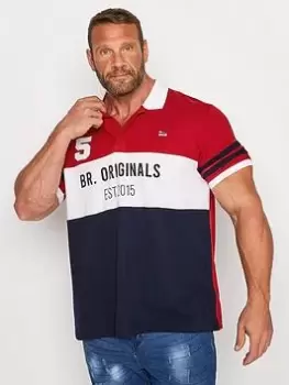 Image of BadRhino Cut & Sew Polo - Multi, Red, Size 2XL, Men