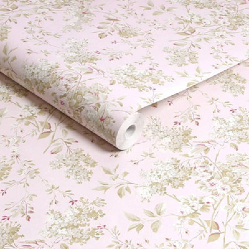 Image of Shabby Chic by Rachel Ashwell Chelsea Pink Floral Wallpaper Wallpaper One Size Pink 71559606000