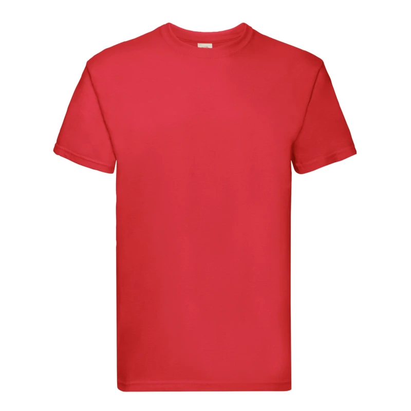 Image of Fruit Of The Loom Fruit of the Loom Men Super Premium Plain T-Shirt in Red Size: Small Red S Male 5063425997244