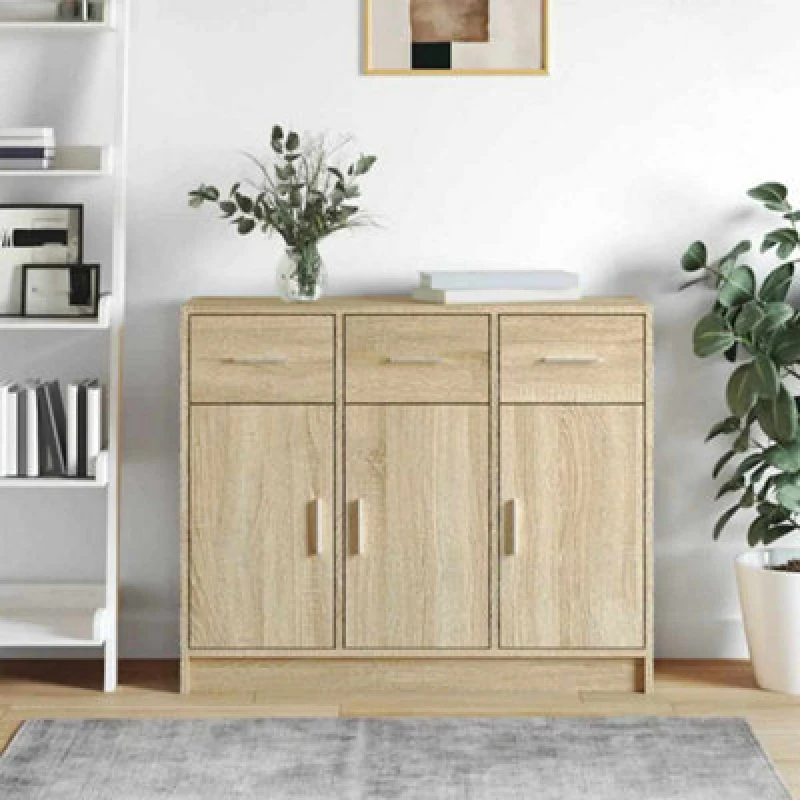 Image of VIDAXL Sideboard Sonoma Oak 91x28x75cm Engineered Wood Vidaxl 8720845886905