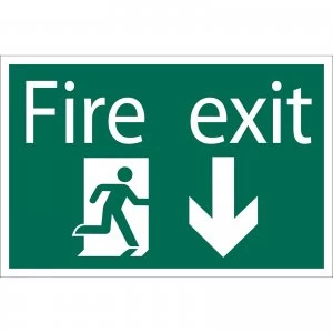 Image of Draper Fire Exit Arrow Down Sign 200mm 300mm Standard