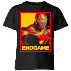 Image of Avengers Endgame Iron Man Poster Kids T-Shirt - Black - 11-12 Years