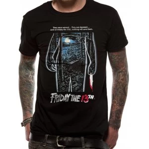 Image of Friday The 13th - Unisex Large Movie Sheet T-Shirt (Black)
